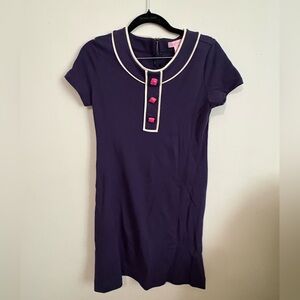 Lily Pulitzer Easter Navy Short Sleeve Shift Dress with Pink Buttons